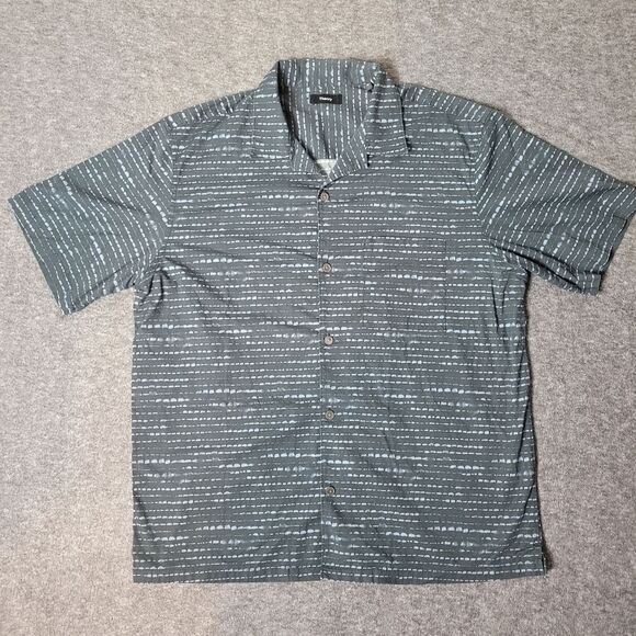 Theory Noll Diffusion Mens Size XL Black Woven Short Sleeve Shirt - Picture 2 of 11